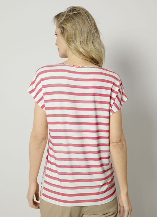 Kurzarm - Shirt mit farbenfrohem Mustermix, in Größe 038 bis 052, in Farbe ROT-ECRU Ansicht 5