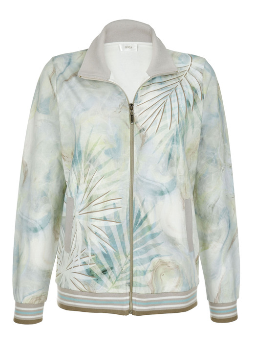 - Sweatjacke mit floralem Motiv, in Größe 042 bis 044, in Farbe ECRU-GRÜN Ansicht 5