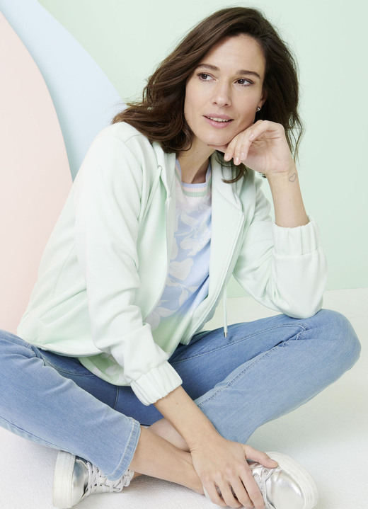 Shirts - Sweatjacke mit Kapuze, in Größe 038 bis 052, in Farbe MINT Ansicht 3