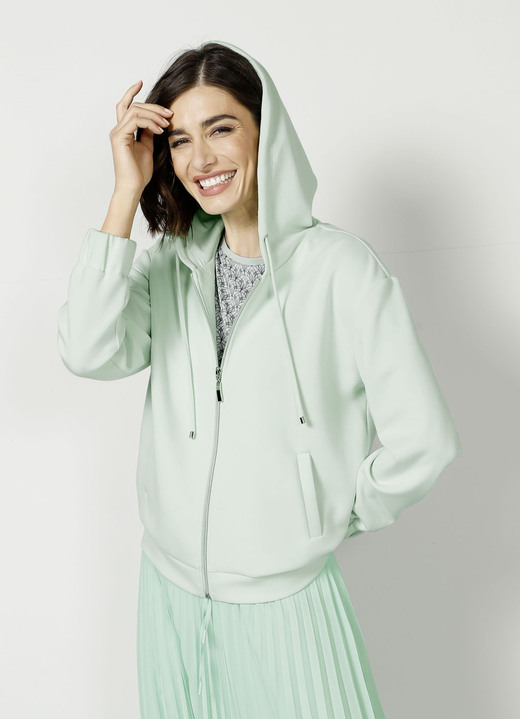 Shirts - Sweatjacke mit Kapuze, in Größe 038 bis 052, in Farbe MINT Ansicht 2