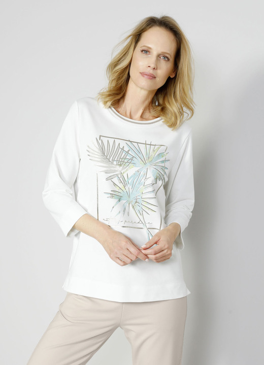 - Sweatshirt mit floralem Druck-Motiv, in Größe 040 bis 044, in Farbe ECRU-GRÜN Ansicht 2