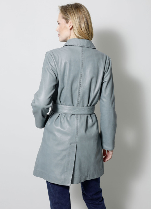 Ledermäntel - Lederkurzmantel mit Umlegekragen, in Größe 020 bis 048, in Farbe MINT Ansicht 3