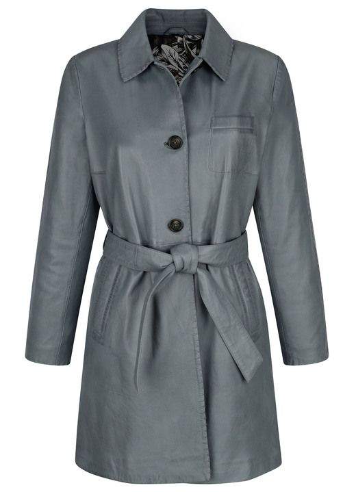 Ledermäntel - Lederkurzmantel mit Umlegekragen, in Größe 020 bis 048, in Farbe MINT Ansicht 4