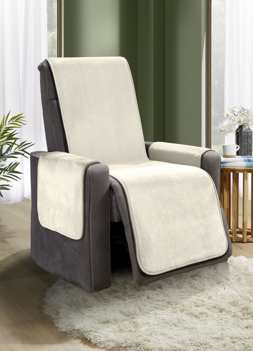 Sessel- & Sofaüberwürfe - Wohnaccessoires mit Anti-Rutsch-Beschichtung, in Größe 101 (Sesselschoner, 50x150 cm) bis 865 (2 Armlehnenschoner, 50x 70 cm), in Farbe CREME Ansicht 1
