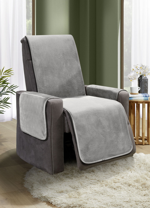 Sessel- & Sofaüberwürfe - Wohnaccessoires mit Anti-Rutsch-Beschichtung, in Größe 101 (Sesselschoner, 50x150 cm) bis 865 (2 Armlehnenschoner, 50x 70 cm), in Farbe GRAU Ansicht 1