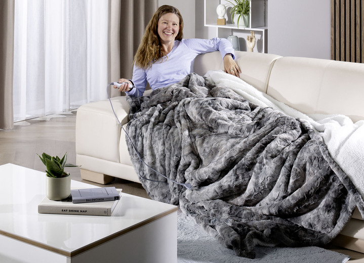 Wärme & Entspannung - XXL-Heizdecke in Lammfell-Optik, in Farbe BEIGE Ansicht 6