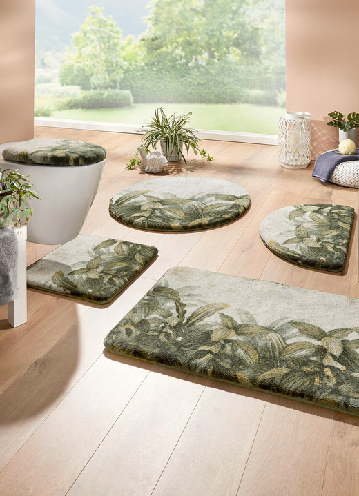 Badgarnituren - Badvorleger, auch besonders für Rollstuhl und Rollator geeignet, in Größe 100 (Vorleger halbrund, 50/ 80 cm) bis 112 (Motiv-WC-Deckelbezug, 47/ 50 cm), in Farbe GRÜN Ansicht 3