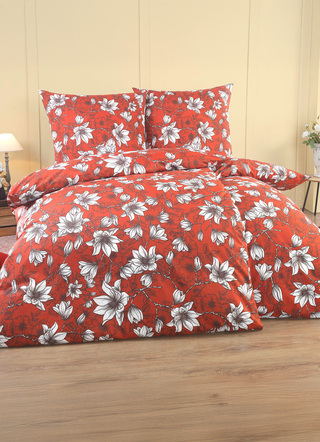 Bettwäschegarnituren - Bettwäsche-Garnitur in Renforcé-Qualität, in Größe 111 (40/80 cm + 135/200 cm) bis 115 (80/80 cm + 155/220 cm), in Farbe BORDEAUX