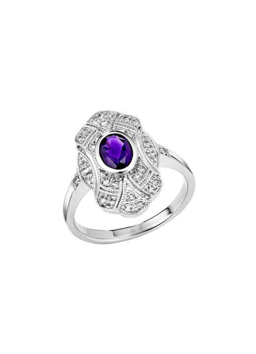 Ringe - Damenring mit echt Amethyst und echt Weißtopas Ansicht 2 Ringe - Damenring mit echt Amethyst und echt Weißtopas, in Größe 160 bis 220, in Farbe  Ansicht 2