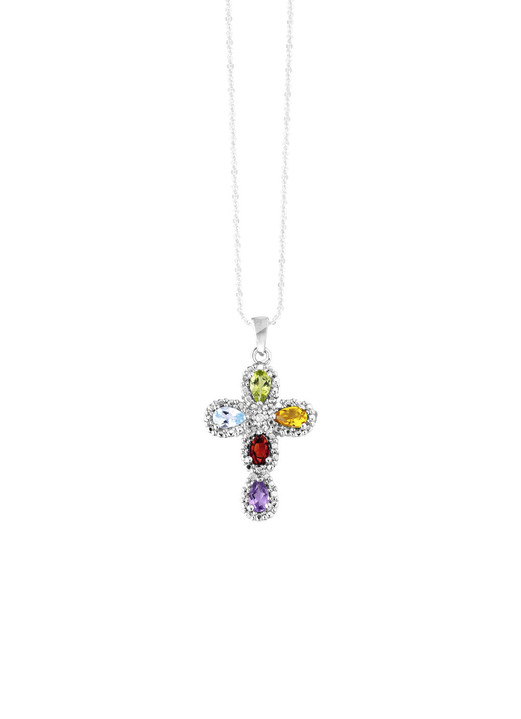 Anhänger - Eleganter Kreuz-Anhänger vmit Diamant, in Farbe  Ansicht 2