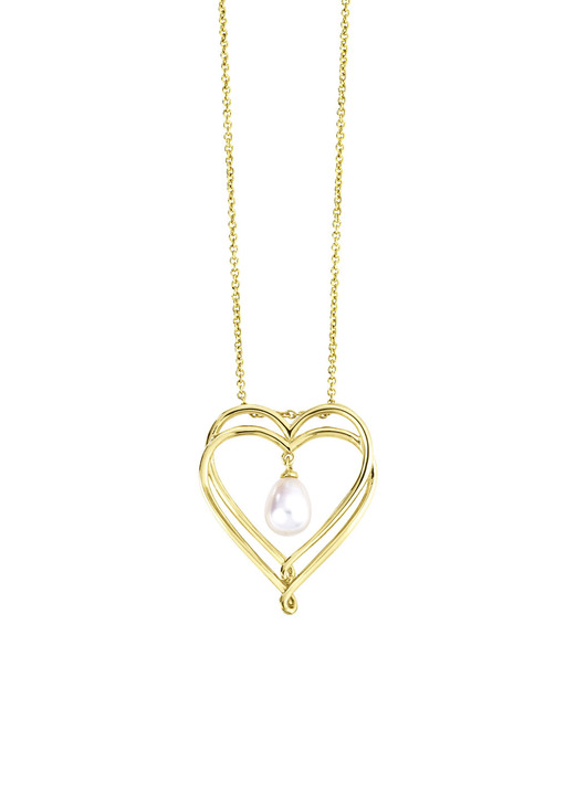 Schmuck & Uhren - Herz-Anhänger mit Süßwasser-Zuchtperle und Ankerkette, in Farbe  Ansicht 2