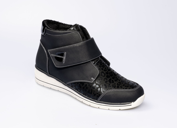 Stiefel & Stiefeletten - Komfort-Stiefelette im angesagten Leo-Look, in Größe 036 bis 042, in Farbe SCHWARZ Ansicht 1