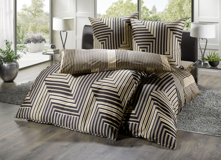 Bettwäschegarnituren - Baumwoll Bettwäsche-Garnitur , in Größe 111 (40/80 cm + 135/200 cm) bis 115 (80/80 cm + 155/220 cm), in Farbe GOLD Ansicht 2