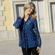 Langarm - Bluse mit Schluppe zum Binden in 2 Farben – Farbe BLAU-SCHWARZ – Ansicht 1 Langarm - Bluse mit Schluppe zum Binden in 2 Farben, in Größe 036 bis 052, in Farbe BLAU-SCHWARZ – Farbe BLAU-SCHWARZ – Ansicht 1