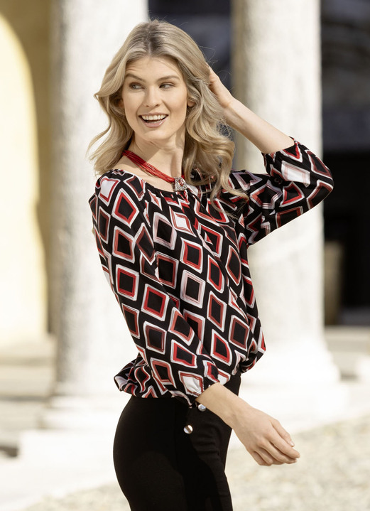 3/4-Arm - Tunika mit farbbrillantem Druck, in Größe 036 bis 052, in Farbe SCHWARZ-BUNT Ansicht 2