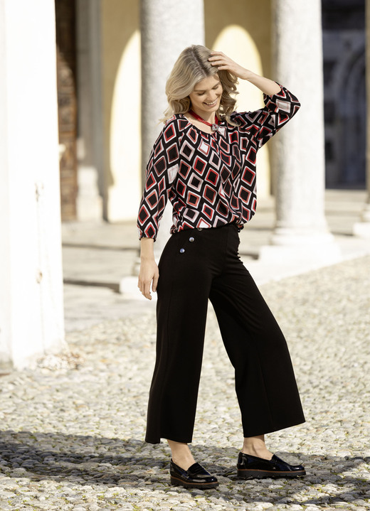 3/4-Arm - Tunika mit farbbrillantem Druck, in Größe 036 bis 052, in Farbe SCHWARZ-BUNT Ansicht 3