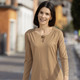 Shirts - Shirt mit  Zierring am Halsausschnitt in 2 Farben – Farbe CAMEL – Ansicht 1 Shirts - Shirt mit  Zierring am Halsausschnitt in 2 Farben, in Größe 036 bis 052, in Farbe SCHOKOBRAUN – Farbe CAMEL – Ansicht 1