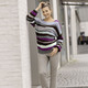 Langarm - Pullover in Garnmix, in Größe L(44/46) bis XS(32/34), in Farbe GRAU-LILA-MULTICOLOR – Farbe GRAU-LILA-MULTICOLOR – Ansicht 3
