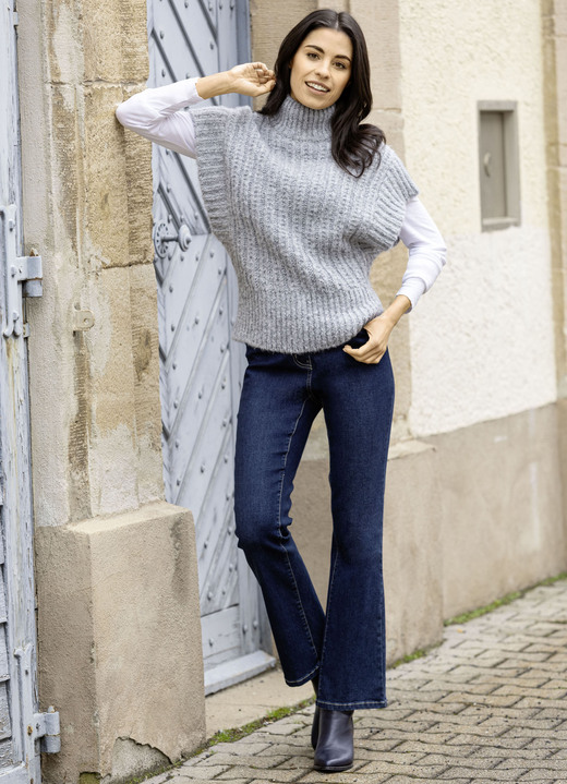 Kurzarm - Pullunder mit Alpaka , in Größe L(44/46) bis XL(48/50), in Farbe GRAU MELIERT Ansicht 4