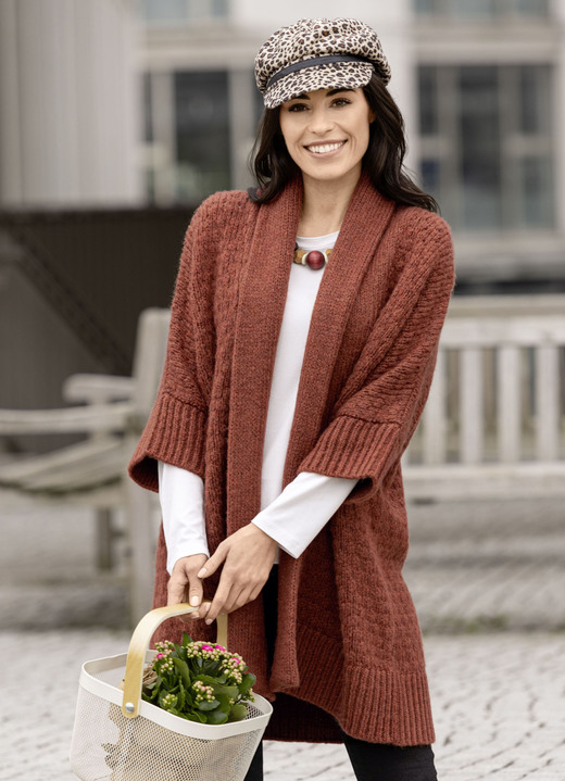 Strickjacken - Strickjacke in Longform, in Größe L(44/46) bis XXL(52/54), in Farbe TERRA MELIERT Ansicht 2