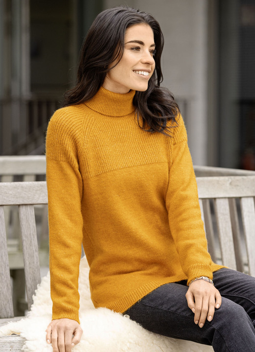 Langarm - Pullover in Strickmix, in Größe L(44/46) bis XS(32/34), in Farbe SAFRAN MELIERT Ansicht 1