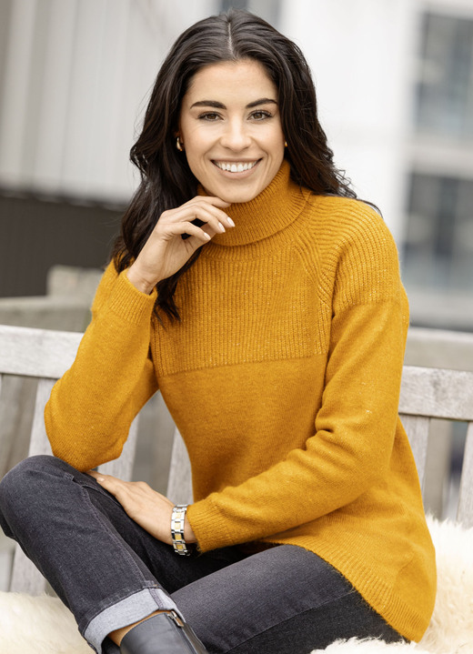 Langarm - Pullover in Strickmix, in Größe L(44/46) bis XS(32/34), in Farbe SAFRAN MELIERT Ansicht 2