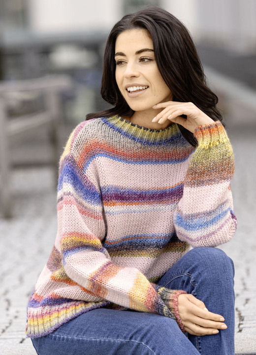 Langarm - Pullover in Grobstrick Ansicht 4 Langarm - Pullover in Grobstrick, in Größe L(44/46) bis XL(48/50), in Farbe ROSÉ-MULTICOLOR Ansicht 4
