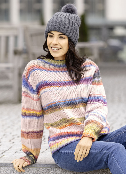 Langarm - Pullover in Grobstrick Ansicht 3 Langarm - Pullover in Grobstrick, in Größe L(44/46) bis XL(48/50), in Farbe ROSÉ-MULTICOLOR Ansicht 3