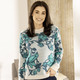 Langarm - Pullover in Jacquard-Dessin – Farbe CREME-PETROL-AQUA – Ansicht 1 Langarm - Pullover in Jacquard-Dessin, in Größe 036 bis 050, in Farbe CREME-PETROL-AQUA – Farbe CREME-PETROL-AQUA – Ansicht 1