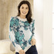 Langarm - Pullover in Jacquard-Dessin – Farbe CREME-PETROL-AQUA – Ansicht 2 Langarm - Pullover in Jacquard-Dessin, in Größe 036 bis 050, in Farbe CREME-PETROL-AQUA – Farbe CREME-PETROL-AQUA – Ansicht 2