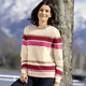 Langarm - Pullover aus sehr flauschigem Garn, in Größe L(44/46) bis XS(32/34), in Farbe ECRU-PINK-ROT – Farbe ECRU-PINK-ROT – Ansicht 1