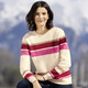 Langarm - Pullover aus sehr flauschigem Garn, in Größe L(44/46) bis XS(32/34), in Farbe ECRU-PINK-ROT – Farbe ECRU-PINK-ROT – Ansicht 3