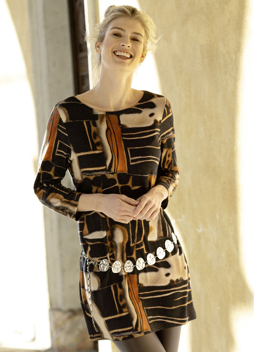 Pullover - Strick-Tunika in Feinstrick Ansicht 3 Pullover - Strick-Tunika in Feinstrick, in Größe L(44/46) bis XXL(52/54), in Farbe SCHWARZ-CAMEL-MULTICOLOR Ansicht 3