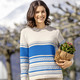 Langarm - Pullover mit Ringeldessin, in Größe 038 bis 052, in Farbe SAND-BLAU – Farbe SAND-BLAU – Ansicht 2