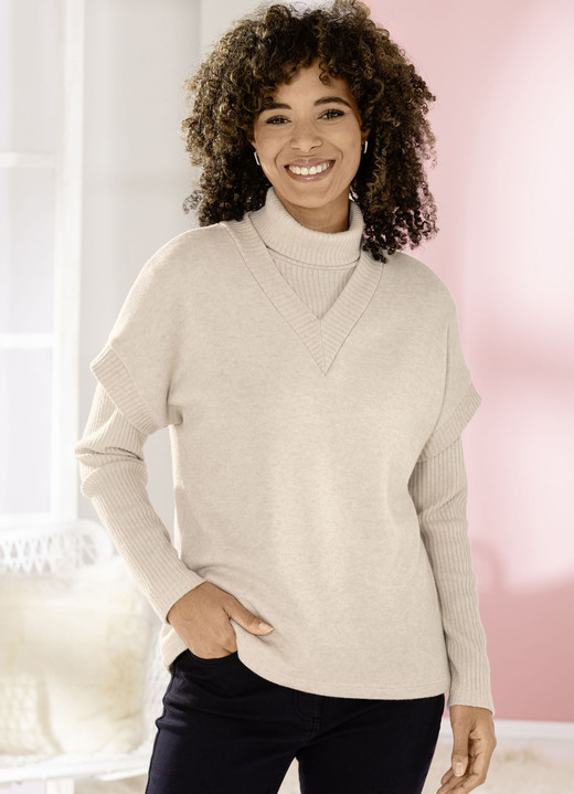 Pullover - Pullunder mit Rippenakzenten, in Größe L(44/46) bis XXL(52/54), in Farbe FUCHSIA Ansicht 6