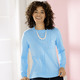 Pullover - Pullover mit Strukturmix – Farbe BLEU – Ansicht 2 Pullover - Pullover mit Strukturmix, in Größe 038 bis 054, in Farbe BLEU – Farbe BLEU – Ansicht 2