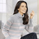 Langarm - Pullover mit Kaschmir  – Farbe GRAU MELIERT-ROSÉ – Ansicht 3 Langarm - Pullover mit Kaschmir , in Größe 036 bis 052, in Farbe GRAU MELIERT-ROSÉ – Farbe GRAU MELIERT-ROSÉ – Ansicht 3
