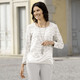 Langarm - Pullover in Jacquard-Dessin, in Größe 036 bis 052, in Farbe SAND-WEISS