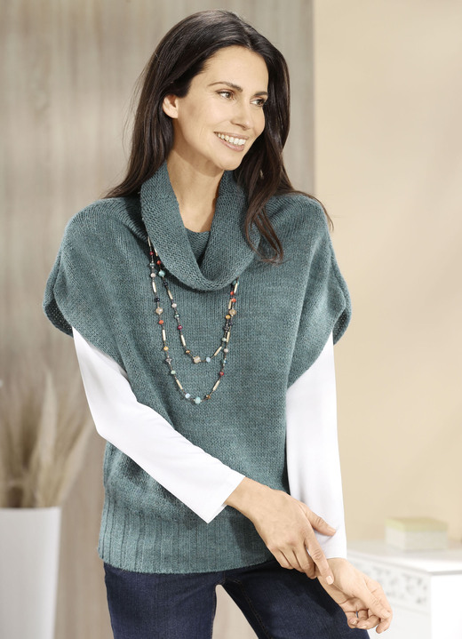 Kurzarm - Pullunder mit Alpaka , in Größe 036 bis 050, in Farbe MARINE Ansicht 3