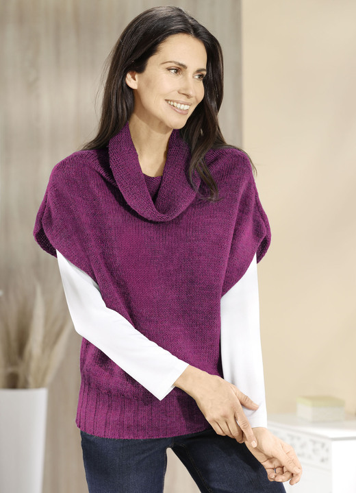 Kurzarm - Pullunder mit Alpaka , in Größe 036 bis 050, in Farbe DUNKELSALBEI MELIERT Ansicht 4