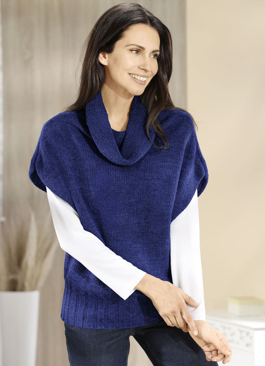 Kurzarm - Pullunder mit Alpaka , in Größe 036 bis 050, in Farbe DUNKELSALBEI MELIERT Ansicht 3