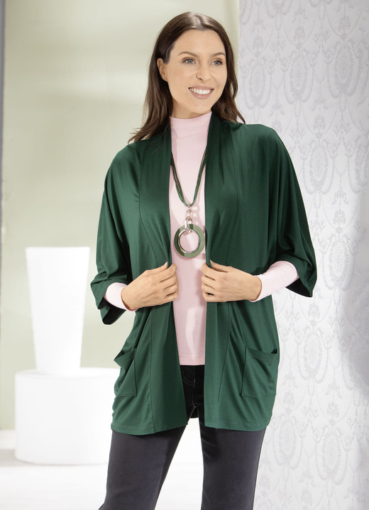 Shirts - Shirtjacke in verschlussloser Form in 2 Farben, in Größe 038 bis 050, in Farbe GRÜN Ansicht 2