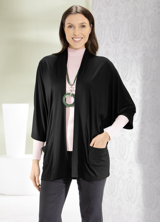 Shirts - Shirtjacke in verschlussloser Form in 2 Farben, in Größe 038 bis 050, in Farbe SCHWARZ Ansicht 1
