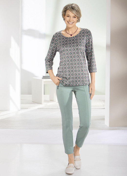 Hosen in Schlupfform - Jerseyhose mit Reißverschluss-Taschen, in Größe 018 bis 052, in Farbe PETROL Ansicht 6