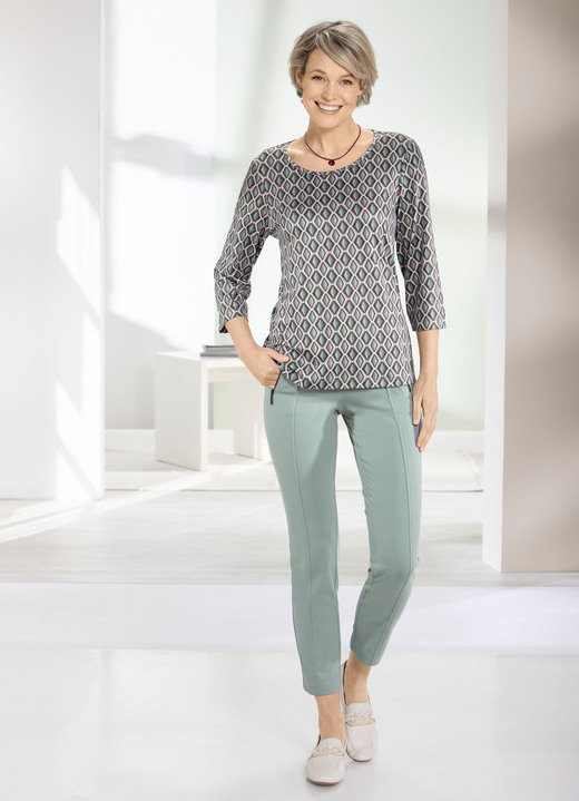 3/4-Arm - Shirt mit Allover-Druck in 2 Farben Ansicht 3 3/4-Arm - Shirt mit Allover-Druck in 2 Farben, in Größe 036 bis 054, in Farbe BORDEAUX-SALBEI-ROSE Ansicht 3