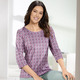 3/4-Arm - Shirt mit Allover-Druck in 2 Farben – Farbe BORDEAUX-SALBEI-ROSE 3/4-Arm - Shirt mit Allover-Druck in 2 Farben, in Größe 036 bis 054, in Farbe BORDEAUX-SALBEI-ROSE