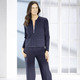 Langarm - Moderne Blusenjacke, in Größe 034 bis 050, in Farbe MARINE – Farbe MARINE – Ansicht 2