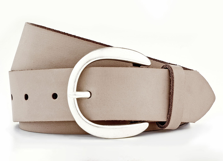 Gürtel - Modischer Damen-Gürtel aus Leder, 3,5 cm breit Gürtel - Modischer Damen-Gürtel aus Leder, 3,5 cm breit, in Größe 100 bis 120, in Farbe TAUPE