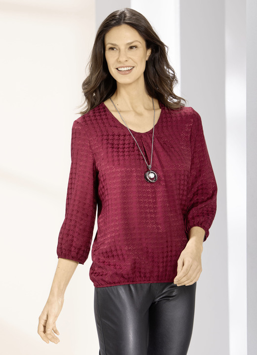 3/4-Arm - Tunika aus Glanz-Jaquard Ansicht 2 3/4-Arm - Tunika aus Glanz-Jaquard, in Größe 036 bis 052, in Farbe BORDEAUX Ansicht 2