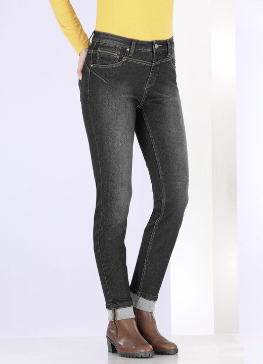 Hosen mit Knopf- und Reißverschluss - Jeans mit Push-up-Effekt, in Größe 017 bis 050, in Farbe DUNKELBLAU Ansicht 7